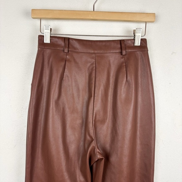 Meshki Tyra Straight Leg Faux Leather Chocolate Pants Sz S - Picture 8 of 11
